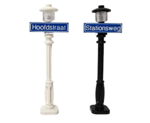 Gegraveerde Sraatnaambord-lantaarn NL Straatnaambord blauw met witte letter